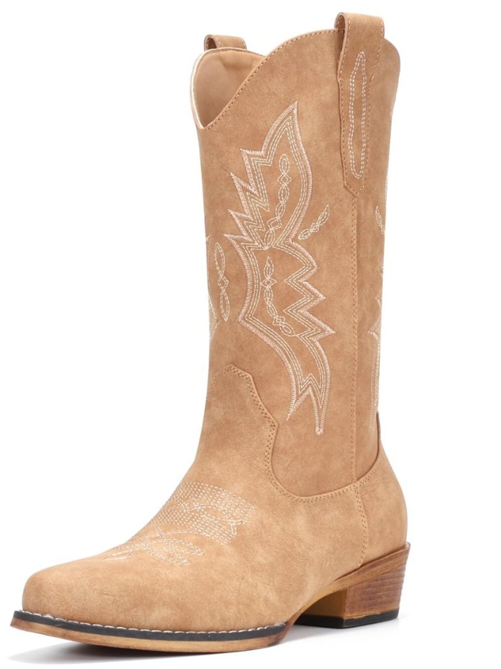 Cowboy Boots for Women Mid Calf Pull-On Cowgirl Boots